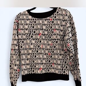 Moschino Black and Cream Logo Sweater